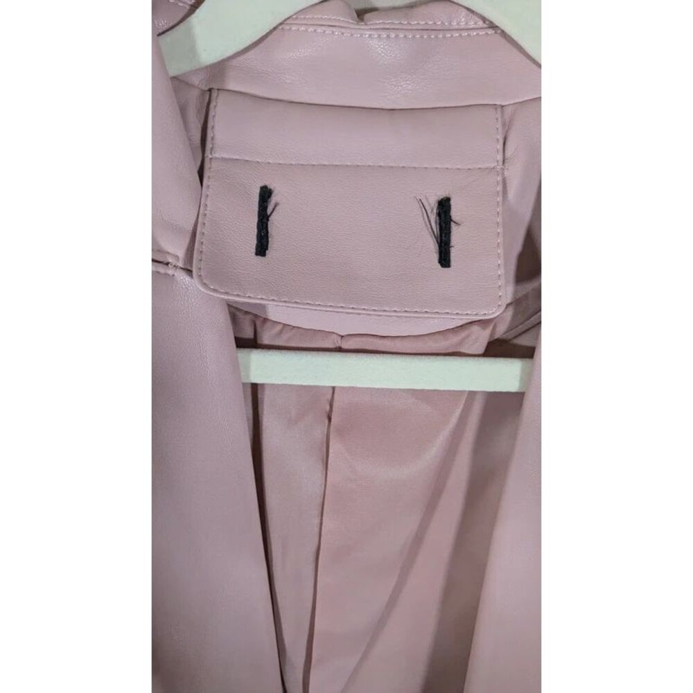 Blush Pink Faux Leather Tailored Single Button Blazer Jacket M